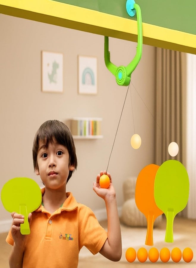 CAPSEA Hanging Table Tennis Self Training Indoor Gaming 2 Racket & 6 Practice Ball Portable - Double Sparring Hanging Toys Parent Child Interaction Indoor Toys (TT1) - Image 1